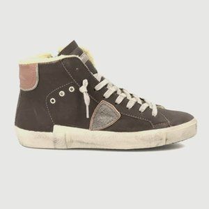 NEW Philippe Model Prsx High Top Gray Sneakers in Leather Color: Anthracite